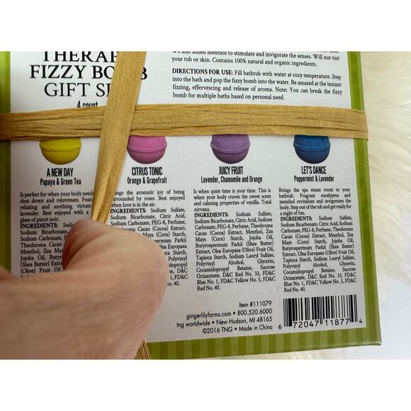 Ginger Lily Farms Fruits & Herbs Therapy Fizzy Bath Bomb Gift Set, 4 Ct, 3 Oz ea - Picture 4 of 9